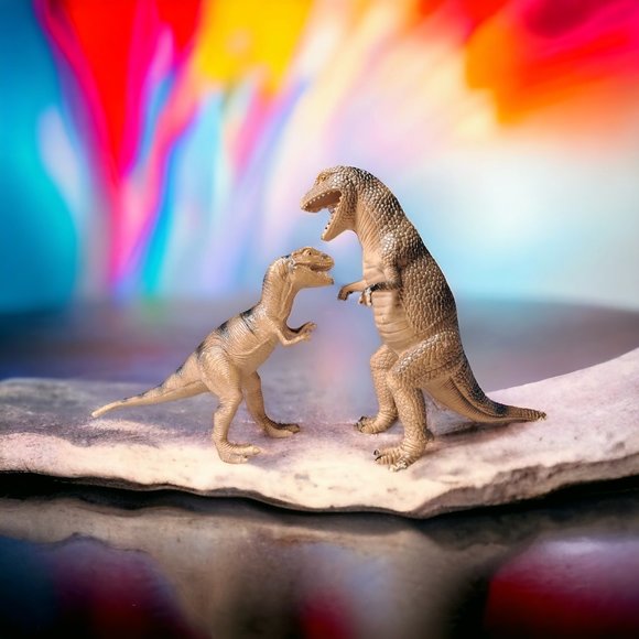 DINOSAURS LOT OF 2 CHINA TYRANNOSAURUS REX DINOSAUR PLASTIC TOY PLAY REALISTIC - Picture 2 of 9